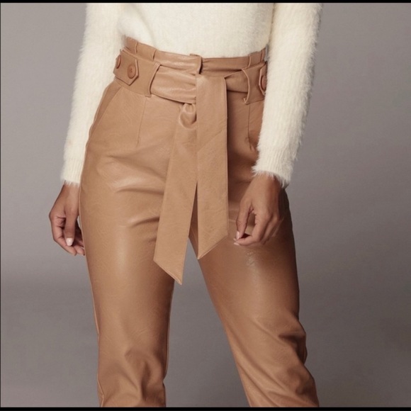 Jluxlabel Faux Leather Tan Nude Pants - Picture 2 of 10
